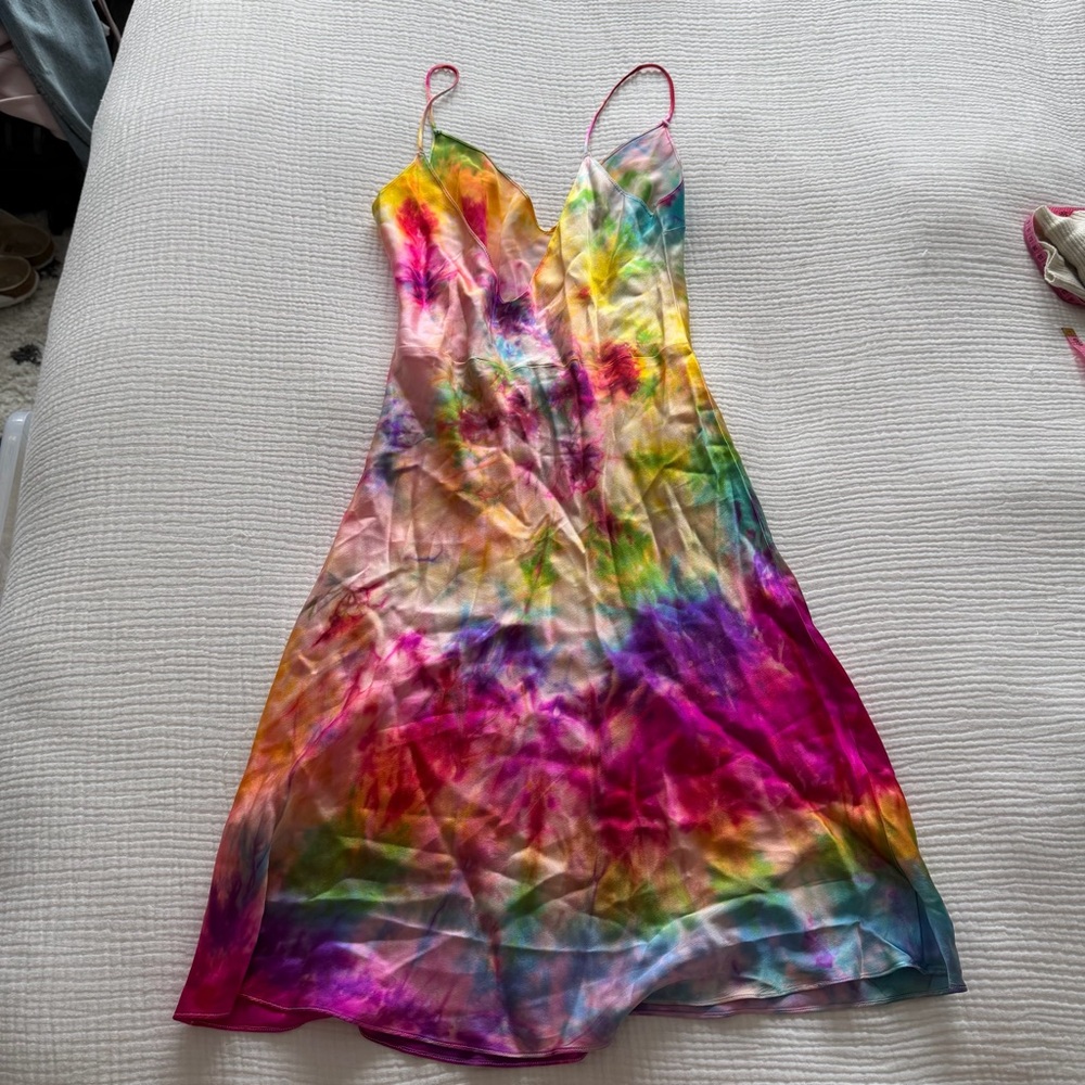 DANNIJO Multicolor Tie-Dye Slip Dress - Pink, Yellow, Green, Blue, Purple